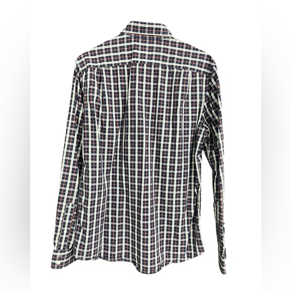 Ben Sherman Men's Blue, White and Red Plaid Tailored Slim Fit Shirt‎ 15.5 - Picture 5 of 9